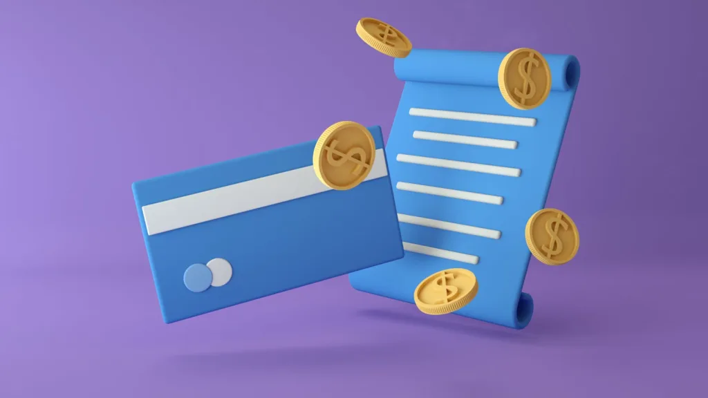 Digital Art of a Contract, a Credit Card and Coins