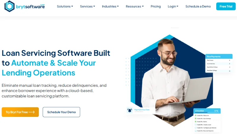 Bryt student loan servicing software home page