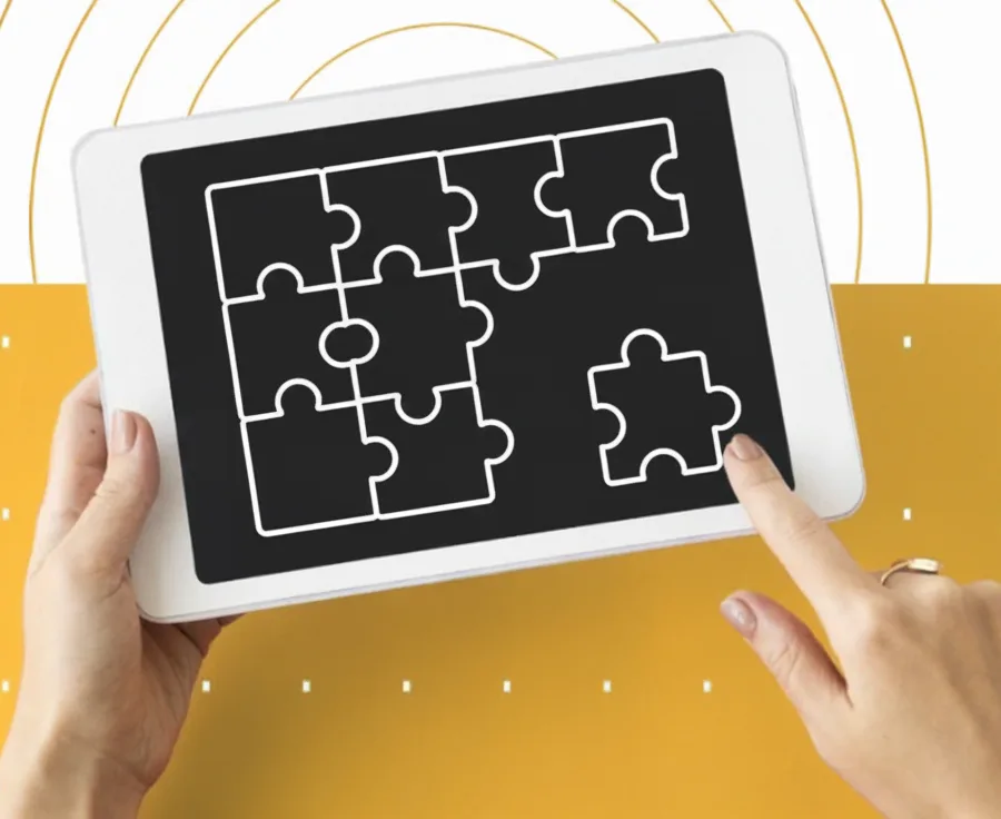 Configuration-first loan software showing modular puzzle pieces representing flexible system adaptability for loan servicers