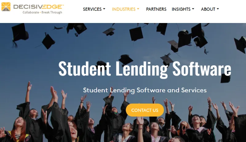 Decisive Edge student loan servicing software home page