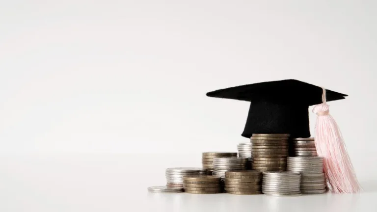 Graduation cap on coins representing deferment vs. forbearance options.