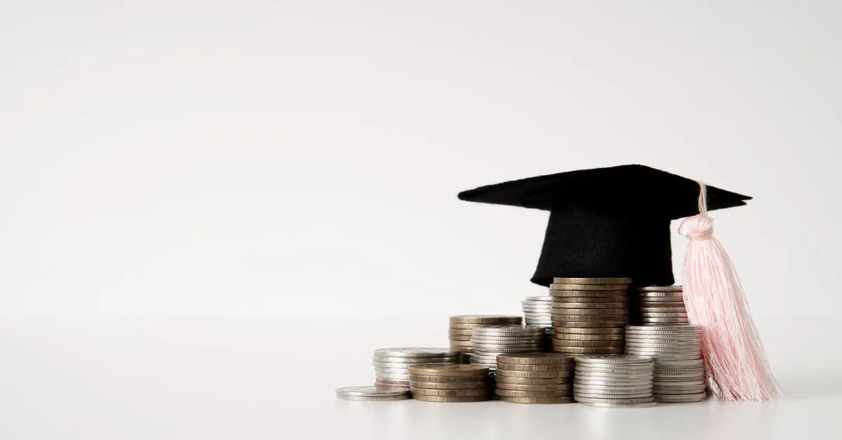 Graduation cap on coins representing deferment vs. forbearance options.