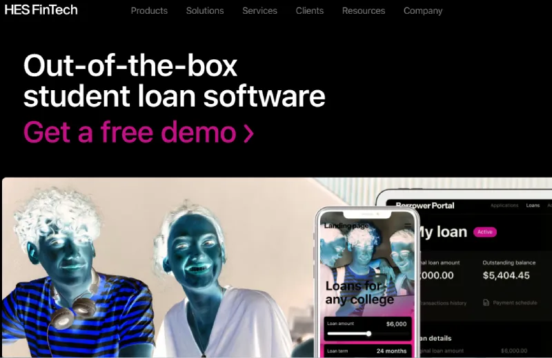 HES student loan servicing software home page