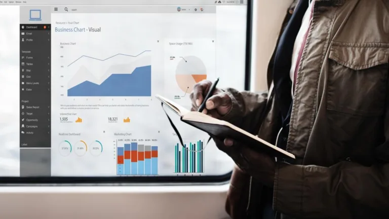 Key features of loan management software shown with visual overlay.