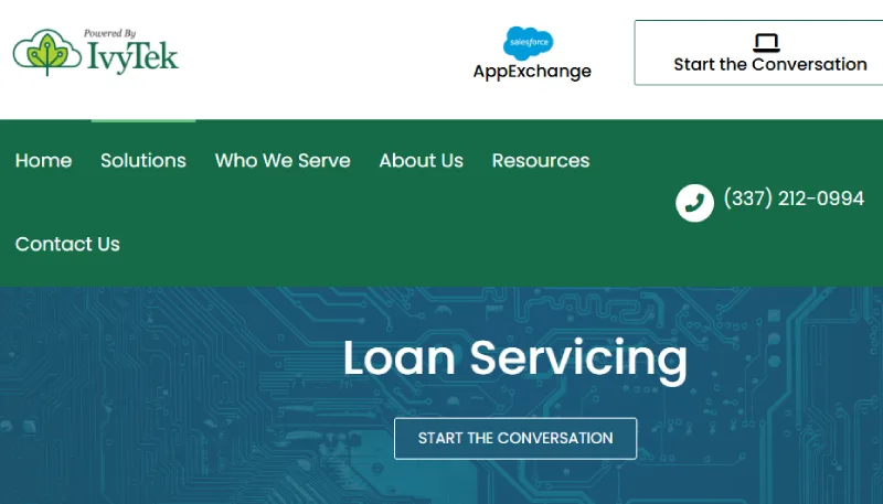 IvyTek student loan servicing software home page