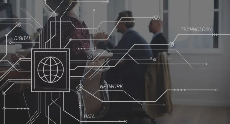 Loan servicing team discussing digital network and technology integrations