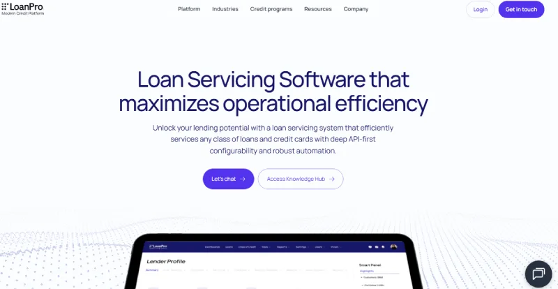 LoanPro student loan servicing software home page
