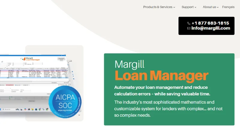 Margill student loan servicing software home page