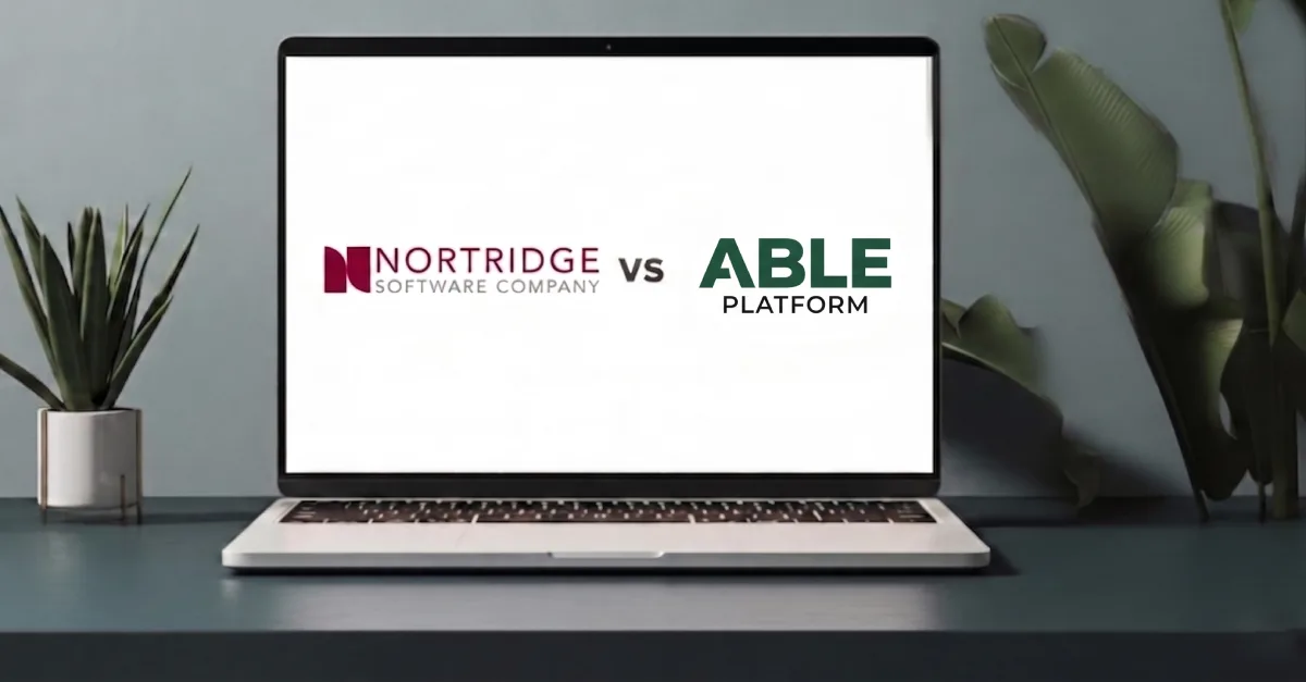 Nortridge Software Company and Able Platform logos displayed side by side on laptop screen