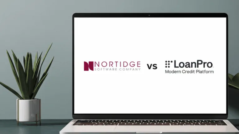 Computer screen showing the logos of both Nortridge Loan Software and LoanPro to compare them
