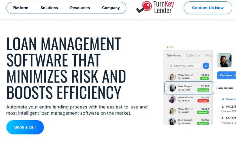 Turnkey Lender student loan servicing software home page