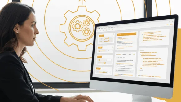 Loan servicer using configurable software interface with workflow automation settings displayed on computer screen
