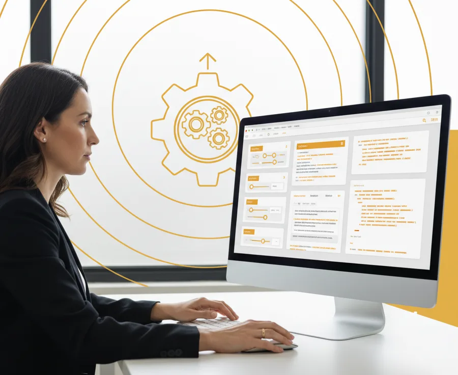 Loan servicer using configurable software interface with workflow automation settings displayed on computer screen