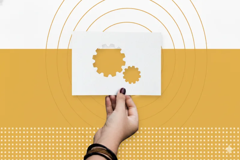 Configuration-first approach for loan management software showing integrated gear settings representing system control and flexibility